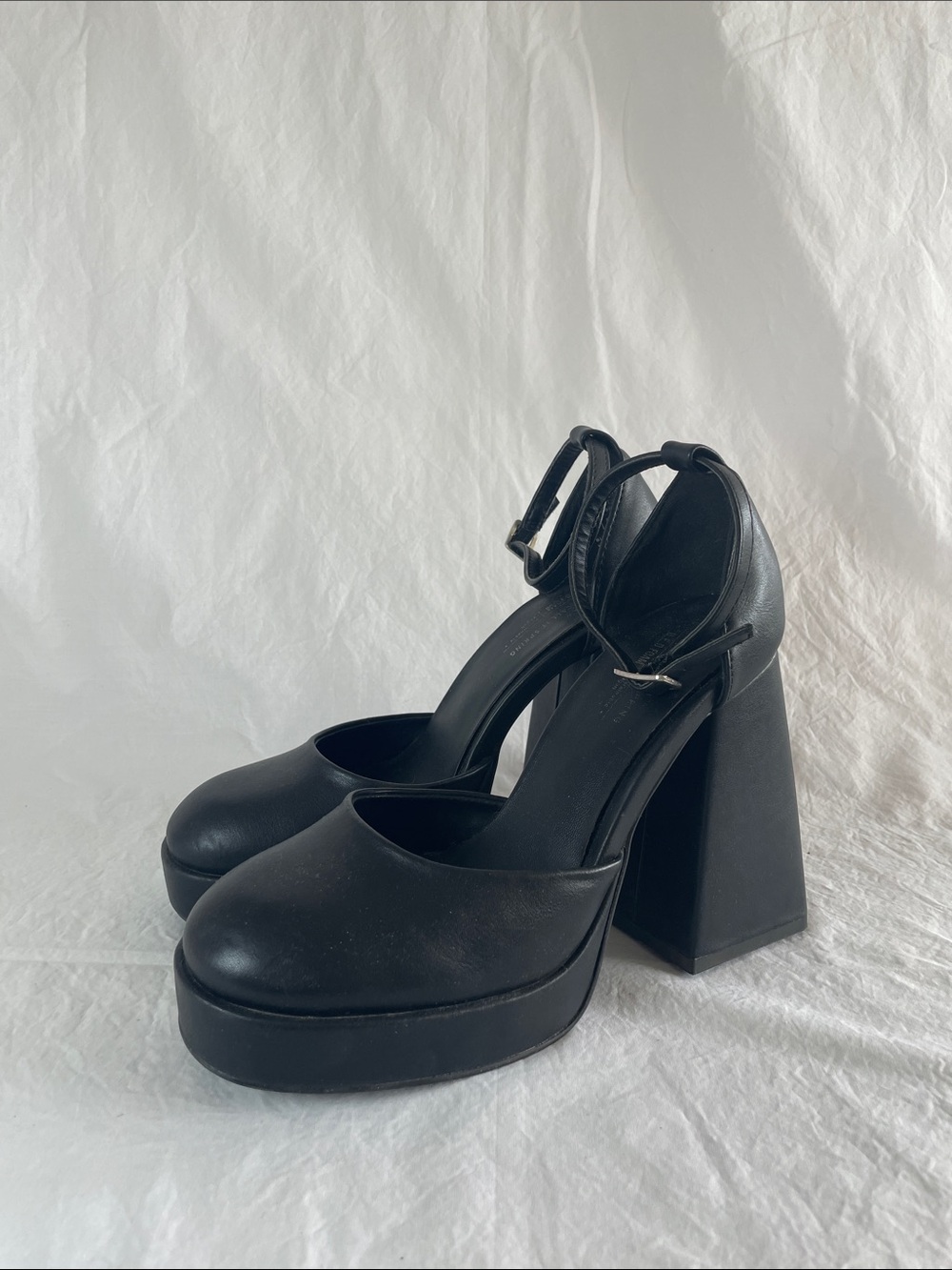 Call It Spring Black Platform Block Heel Ankle-Strap Pumps